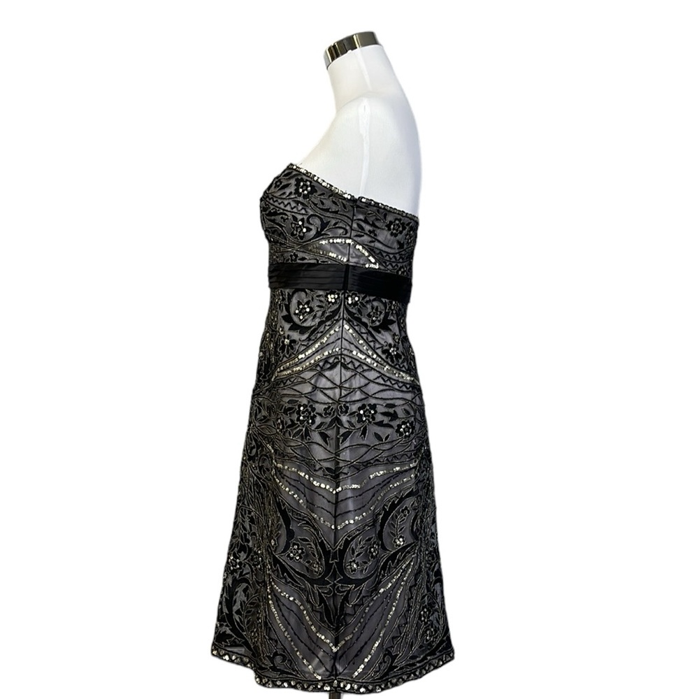 Sue Wong strapless BLACK/ PLATINUM Embroidered  beaded Cocktail evening prom - Picture 2 of 12